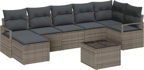 vidaXL Σετ Καναπέ με μαξιλάρι 8 pcs Γκρι συνθετικό ρατάν