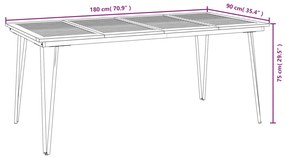 Τραπέζι Κήπου Με Πόδια Φουρκέτα 180x90x75 εκ. Μασίφ Ακακία - Καφέ