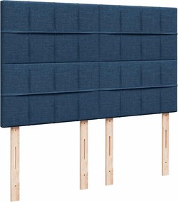 vidaXL Κρεβάτι Boxspring με Στρώμα Μπλε 140x190 εκ. Υφασμάτινο
