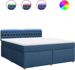 vidaXL Κρεβάτι Boxspring με Στρώμα Μπλε 180x200 εκ. Υφασμάτινο