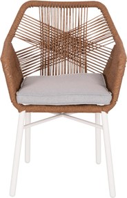 ΠΟΛΥΘΡΟΝΑ TOPIN HM6048.11 ΑΛΟΥΜΙΝΙΟ ΛΕΥΚΟ-P.E. RATTAN ΜΠΕΖ 59x63x81Υεκ