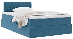 vidaXL Κρεβάτι Αποθήκης με στρώμα Σκούρο Μπλε 120 x 200 cm Βελούδο