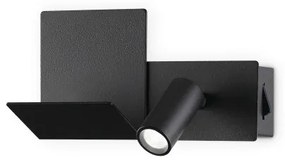 Απλίκα Φωτιστικό Τοίχου LED 3W Μαύρο Reading Light Δεξιά USB Μαύρο Komodo 306827 Ideal Lux 306827