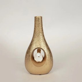 ΒΑΖΟ ΞΥΛΙΝΟ ΧΡΥΣΟ - ΛΕΥΚΟ11x7.7x22.5cm|752-21046