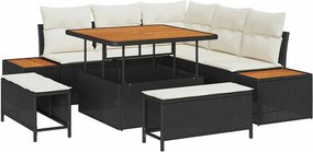 vidaXL Σετ Καναπέ Κήπου με μαξιλάρι 8 pcs Μαύρο Πολυ ράταν