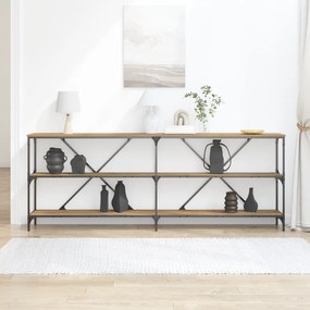 vidaXL Τραπέζι κονσόλας από ξύλο δρυός 200x30x75 εκ. από εξελιγμένο ξύλο και ατσάλι