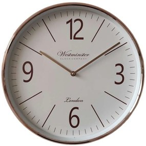 Ρολόι Τοίχου QN0001401C Φ36cm White-Copper Oriana Ferelli® Πλαστικό