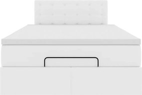 vidaXL Οθωμανικό κρεβάτι με στρώμα Λευκό 120x200cm Faux Leather