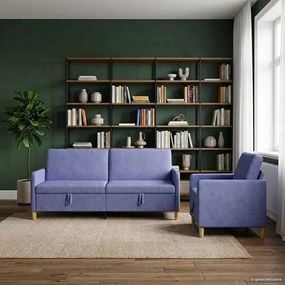 vidaXL Σαλονάκι Σετ Με Αποθηκευτικό Χώρο 2 pcs Μπλε τζην Πολυεστέρας