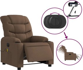 vidaXL Πολυθρόνα Μασάζ Ηλεκτρική Ανακλινόμενη Καφέ Υφασμάτινη