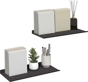 vidaXL Πλωτό ράφι 2 τμχ. Μαύρο 40 x 18 x 2,5 cm Ατσάλι