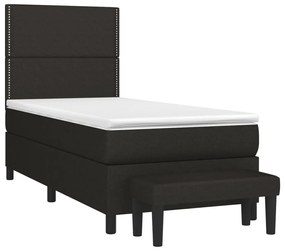 vidaXL Κρεβάτι Boxspring με Στρώμα Μαύρο 90x200 εκ. Υφασμάτινο