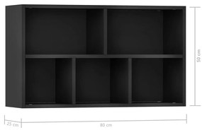 Ραφιέρα / Βιβλιοθήκη Μαύρη 50 x 25 x 80 εκ. από Επεξ. Ξύλο - Μαύρο