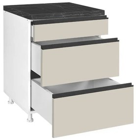 Floor Kitchen Cabinet LINA D60 3F B with 3 Drawers Μπέζ