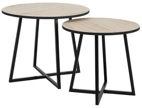 CRUZ SIDE TABLE SET 2ΤΕΜ ΦΥΣΙΚΟ ΜΑΥΡΟ D50-40xH40-37cm - 04-0666 - 04-0666