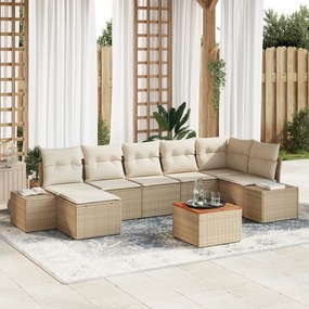 vidaXL Σετ Καναπέ Κήπου 8 pcs Μπεζ και Λευκό Πολυ-ρακί, Πολυεστέρας