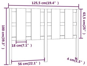 vidaXL Κεφαλάρι Κρεβατιού Λευκό 125,5 x 4 x 100 εκ. Μασίφ Ξύλο Πεύκου