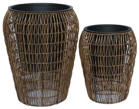 ΣΕΤ ΚΑΣΠΩ 2 ΤΕΜΑΧΙΑ POLY RATTAN Fylliana FL21897 ΚΑΦΕ ΧΡΩΜΑ 39x50εκ & 30x39εκ