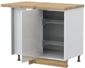Επιδαπέδιο γωνιακό ντουλάπι Hudson R-UG-1KZA-Λευκό - Λευκό γυαλιστερό - 109.00Χ64.00Χ88.00cm