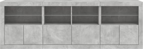 vidaXL Ντουλάπι με LED Γκρι Σκυροδέματος 202x37x67 εκ.