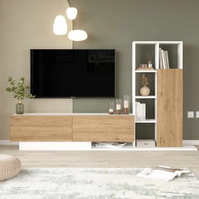 Έπιπλο Τηλεόρασης Φυσικό / Λευκό DRIBEL 201.2x29.5x123.6