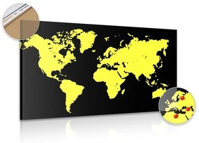 Εικόνα σε κίτρινο χάρτη από φελλό σε μαύρο φόντο - 90x60  flags