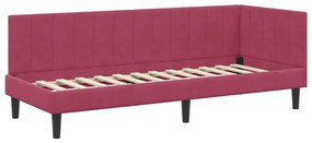vidaXL Κρεβάτι Γωνίας με στρώμα Μπορντό 80 x 200 cm Βελούδο