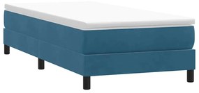 vidaXL Κρεβάτι Boxspring με Στρώμα Σκούρο Μπλε 90x220 εκ. Βελούδινο