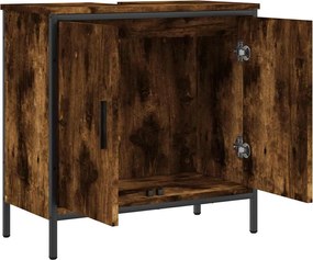 vidaXL Ντουλάπι Νιπτήρα Μπάνιου Καπνιστή Δρυς 60x30x60 εκ. Επεξ. Ξύλο