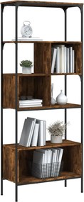 vidaXL Βιβλιοθήκη 5 Επιπέδων Καπνιστή Δρυς 76x33x188,5 εκ. Επεξ. Ξύλο