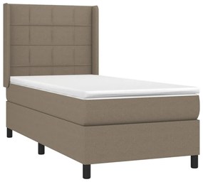 vidaXL Κρεβάτι Boxspring με Στρώμα &amp; LED Taupe 90x190 εκ. Υφασμάτινο