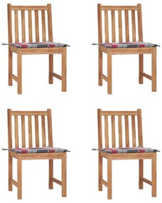 Καρέκλες Κήπου 4 Τεμαχίων από Μασίφ Ξύλο Teak με Μαξιλάρια - Καφέ