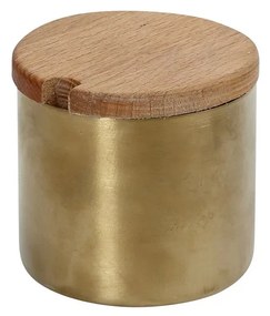 Δοχείο Με Καπάκι Ανοξείδωτο-Ξύλινο Χρυσό ESPIEL 7x7x6,7εκ. SUT110