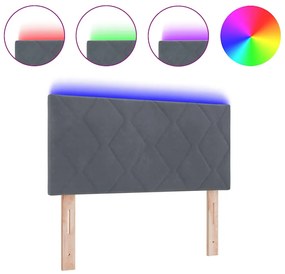 vidaXL LED κεφαλάρι Σκούρο Γκρι 90 cm Τεχνητό Δέρμα