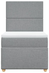 vidaXL Κρεβάτι Boxspring με Στρώμα Ανοιχτό Γκρι 90x200 εκ. Υφασμάτινο