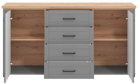 Κομότα - Μπουφές Valencia 3K4F Γκρί Γραφίτης - Artisan Oak -Γκρί Ματ 161x41x85,5 εκ. 161x41x85.5 εκ.