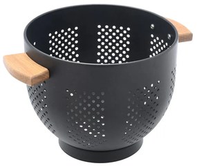Estia 01-19228 Σουρωτηρι Ζυμαρικων Acacia Μεταλλικο 22cm με Ξυλινες Λαβες, Μαυρο
