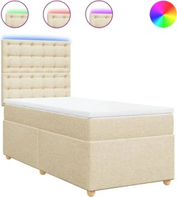 vidaXL Κρεβάτι Boxspring με Στρώμα Κρεμ 80 x 200 εκ. Υφασμάτινο