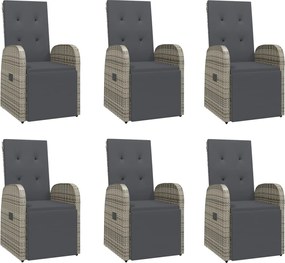 vidaXL Σετ Τραπεζαρίας Κήπου 7 τεμ. Γκρι Συνθ. Ρατάν με Μαξιλάρια