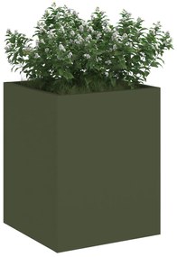 vidaXL Γλάστρα Κήπου Ελαιόχρωμο 50 x 32 x 40 εκ Κρύα έλαση από χάλυβα