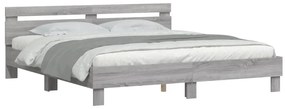 vidaXL Πλαίσιο Κρεβατιού με Κεφαλάρι Γκρι Sonoma 200x200εκ. Επεξ. Ξύλο