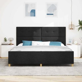 vidaXL Σκελετός Κρεβατιού με κεφαλάρι Μαύρο 200 x 200 cm ύφασμα