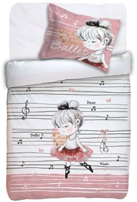 Μαξιλαροθήκη Παιδική Oxford Des. Ballet White-Pink Anna Riska 30Χ40 100% Cotton