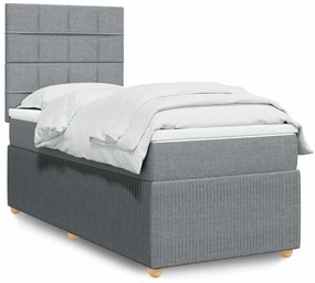 vidaXL Κρεβάτι Boxspring με Στρώμα Ανοιχτό Γκρι 80x200 εκ. Υφασμάτινο