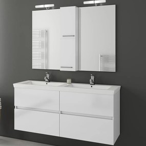 Drop Luxus 120 White Gloss MDF - Πάγκος με Νιπτήρα &amp; Καθρέπτη
