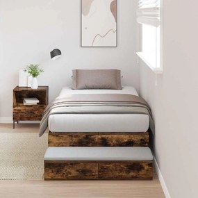 vidaXL Κρεβάτι με αποθηκευτικό χώρο Καπνιστό Δρύς 226.5 x 75 x 31.5 εκ