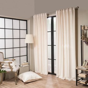 Κουρτίνα Velvet Με Τρέσα 01 Ivory 140x260cm Teoran 140X260 Cotton-Acrylic