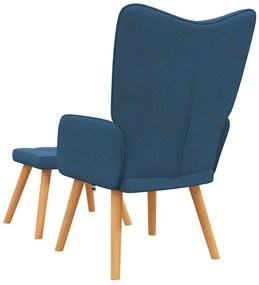 vidaXL Πολυθρόνα Relax Μπλε Υφασμάτινη με Σκαμπό