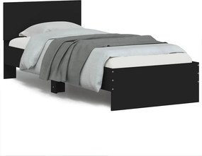 vidaXL Πλαίσιο Κρεβατιού με Κεφαλάρι Μαύρο 75x190 εκ. Επεξ. Ξύλο