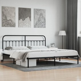 Πλαίσιο Κρεβατιού με Κεφαλάρι Μαύρο 200 x 200 εκ. Μεταλλικό